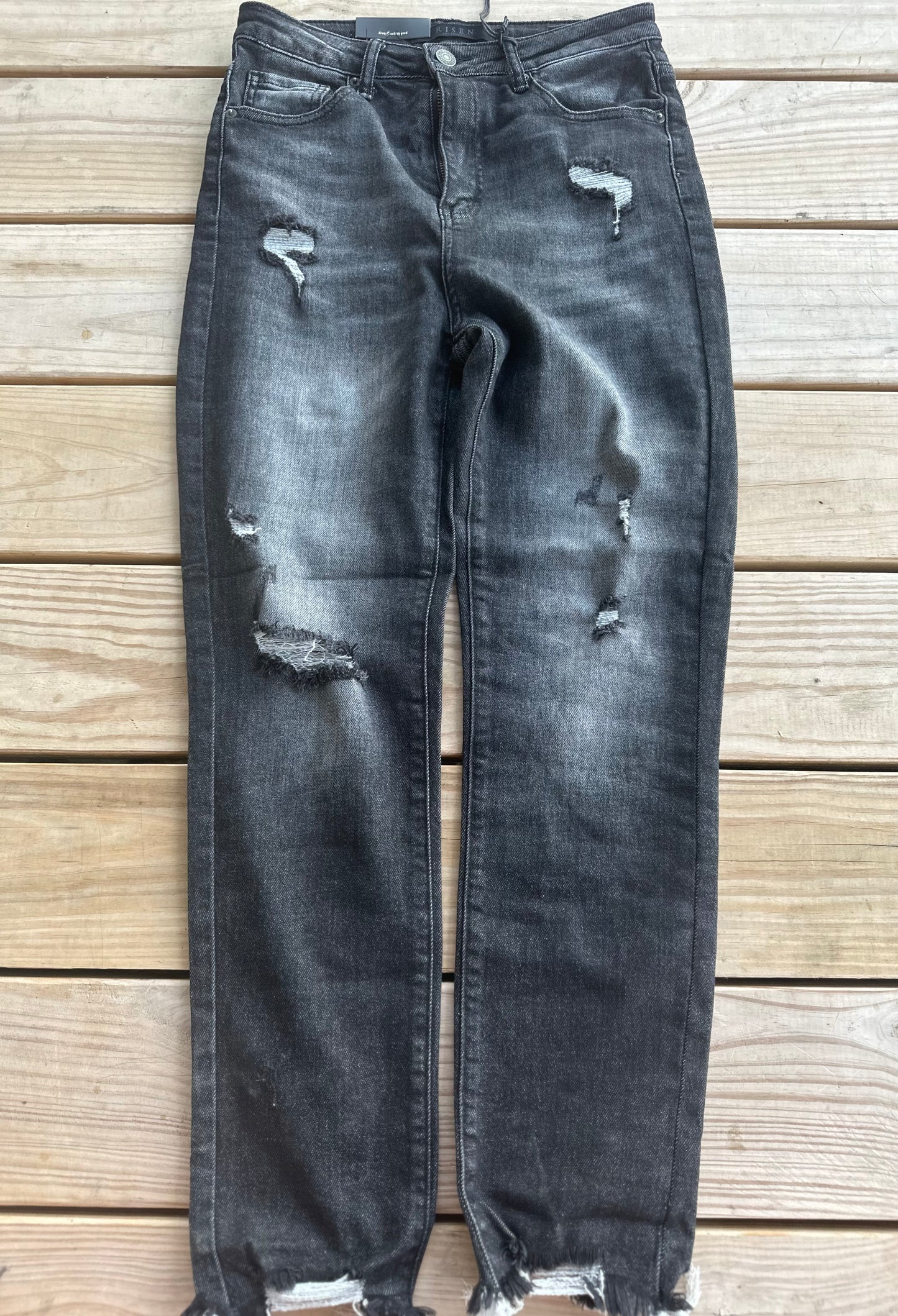 Black Distressed High-Rise Skinny Jean