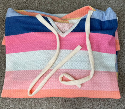 Burst of Pastel Striped Hooded Shirt