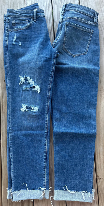 Mid Rise Distressed Boyfriend Fit Jean