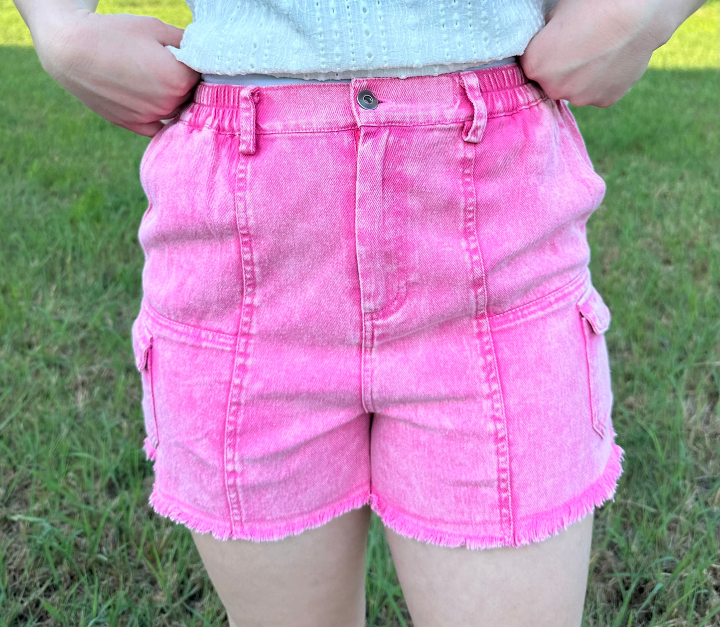 Spunky Vibes Pink Cargo Shorts