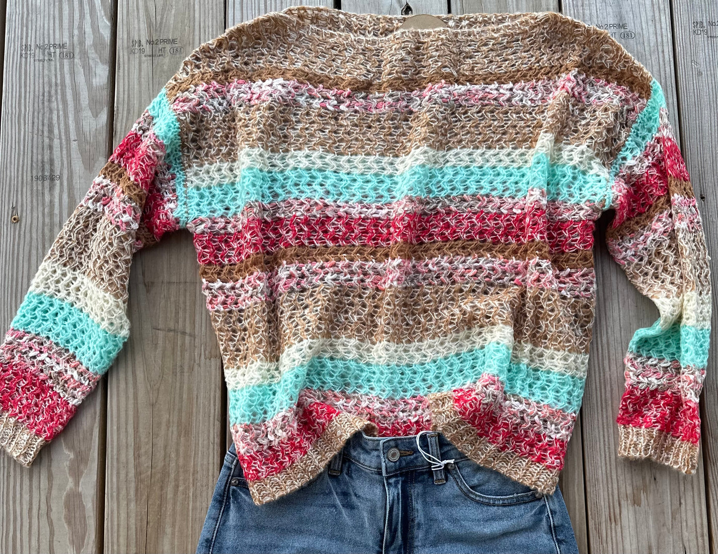 Striped Hollowed Knit Sweater