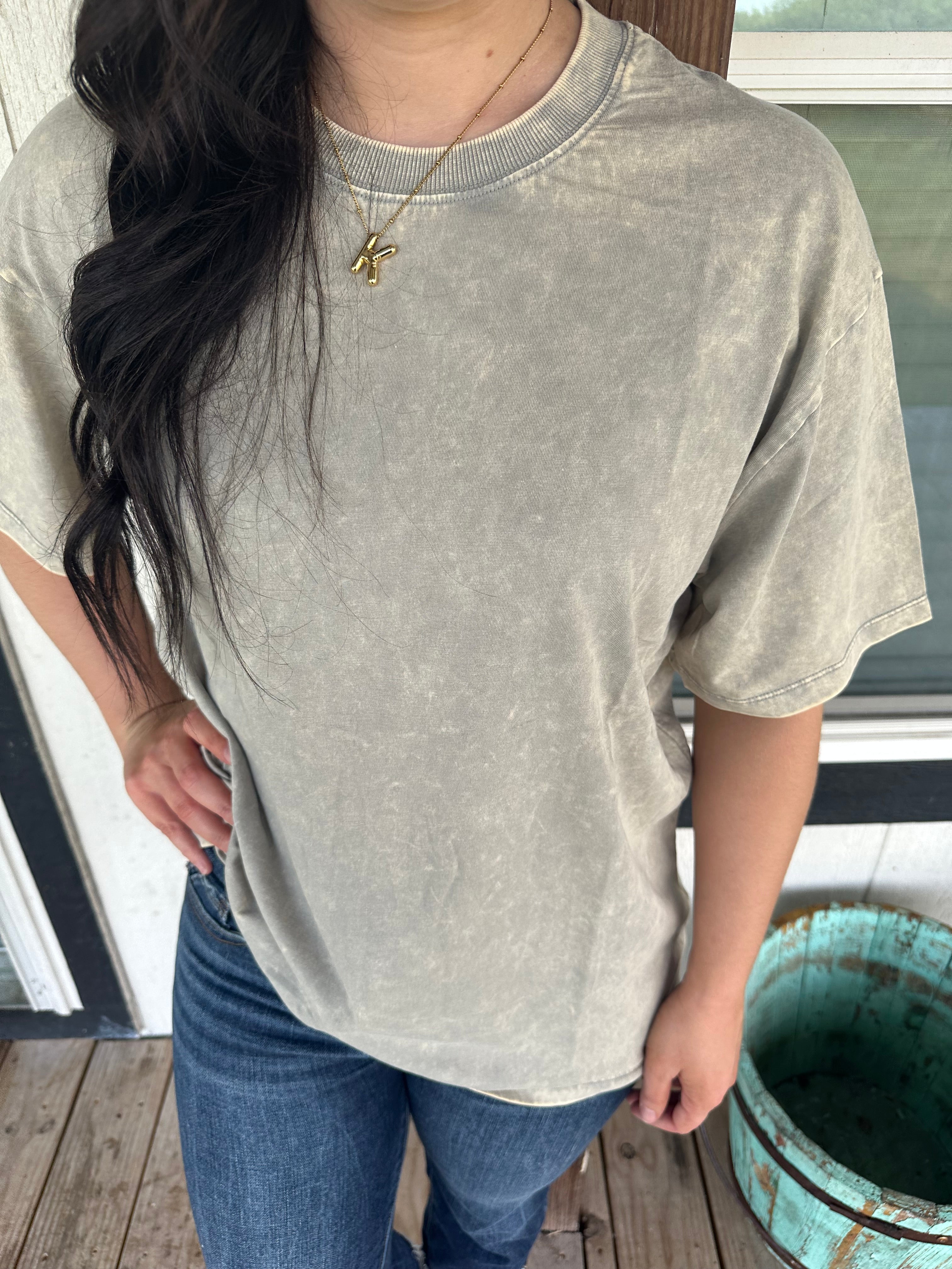 Comfy & Chic Acid Washed Tee in Sleet