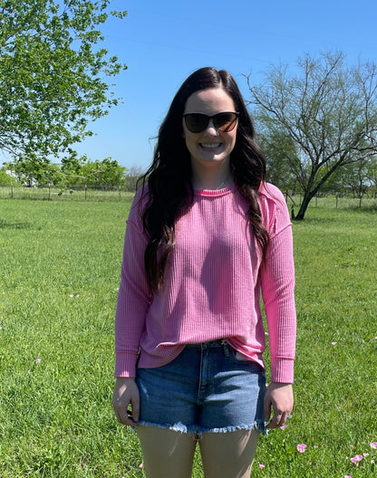 Pretty in Pink Ribbed Sweater